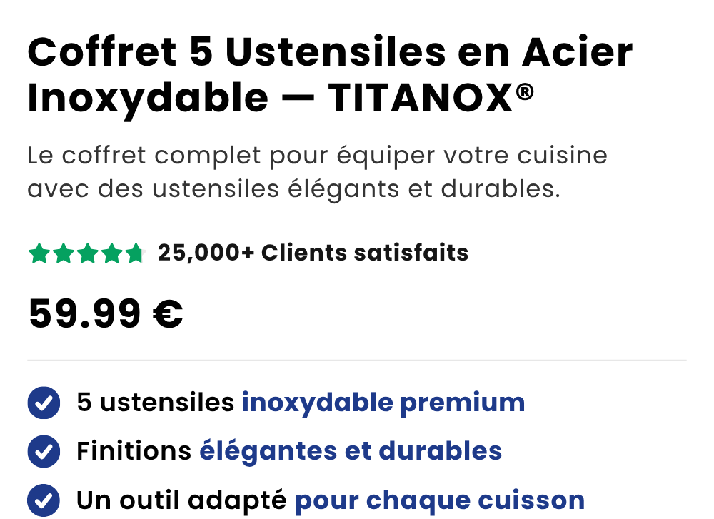 Coffret 5 Ustensiles en Acier Inoxydable — TITANOX®