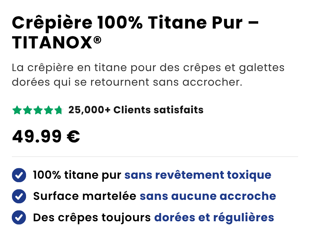 Crêpière 100% Titane Pur (28 cm) — TITANOX®