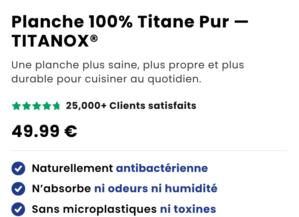 Planche 100% Titane Pur — TITANOX®