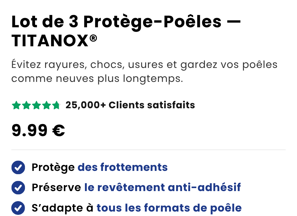 Lot de 3 Protège-Poêles — TITANOX®